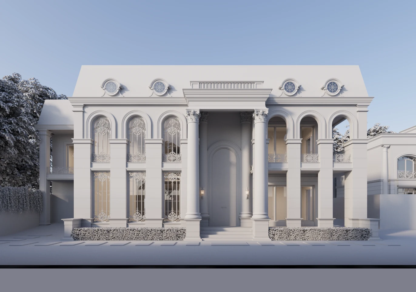 The Mansion facade design study by VAS; illustrative architectural visualisation